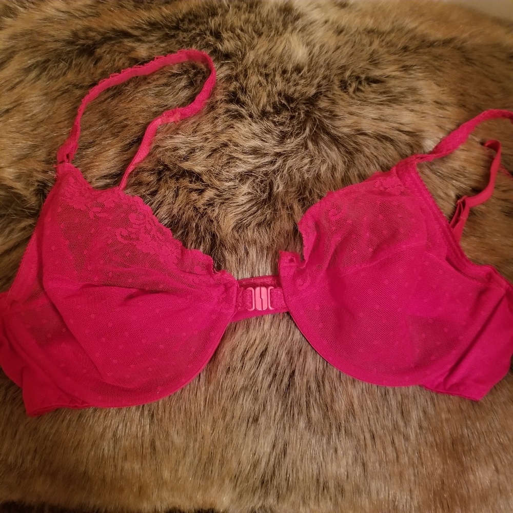Red Sheer Polka Dot Bra